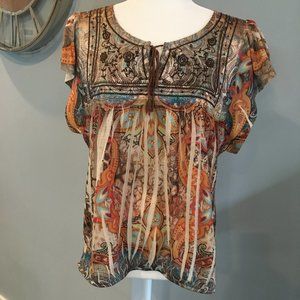 Dress Barn Front Tie Lace Back Top - L